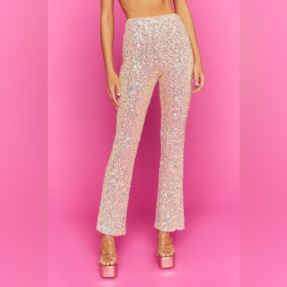 Pants - Iridescent sequin flare stretch pants nwot